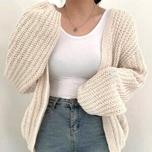 SHAWL OPEN ONE SIZE LOOSE KNIT RIBBED SWEATER